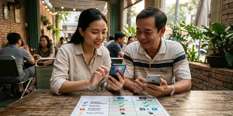 Bảng so sánh ưu thế khi tải app 789Club