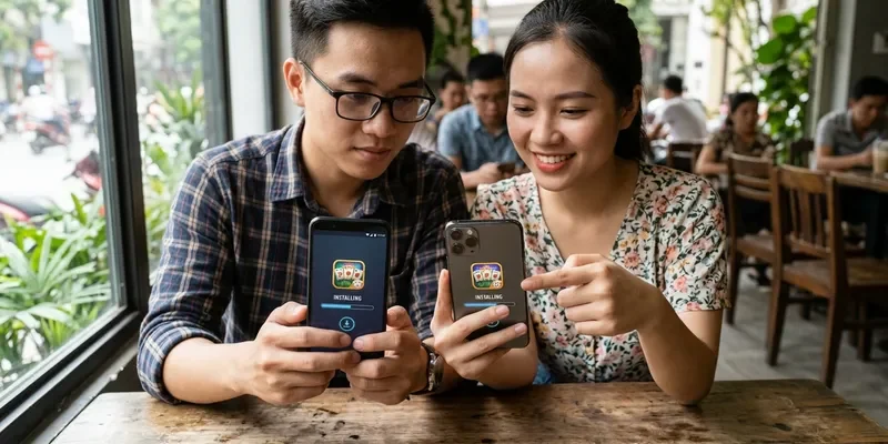 Minh họa các bước cài đặt app 789Club trên Android và iOS
